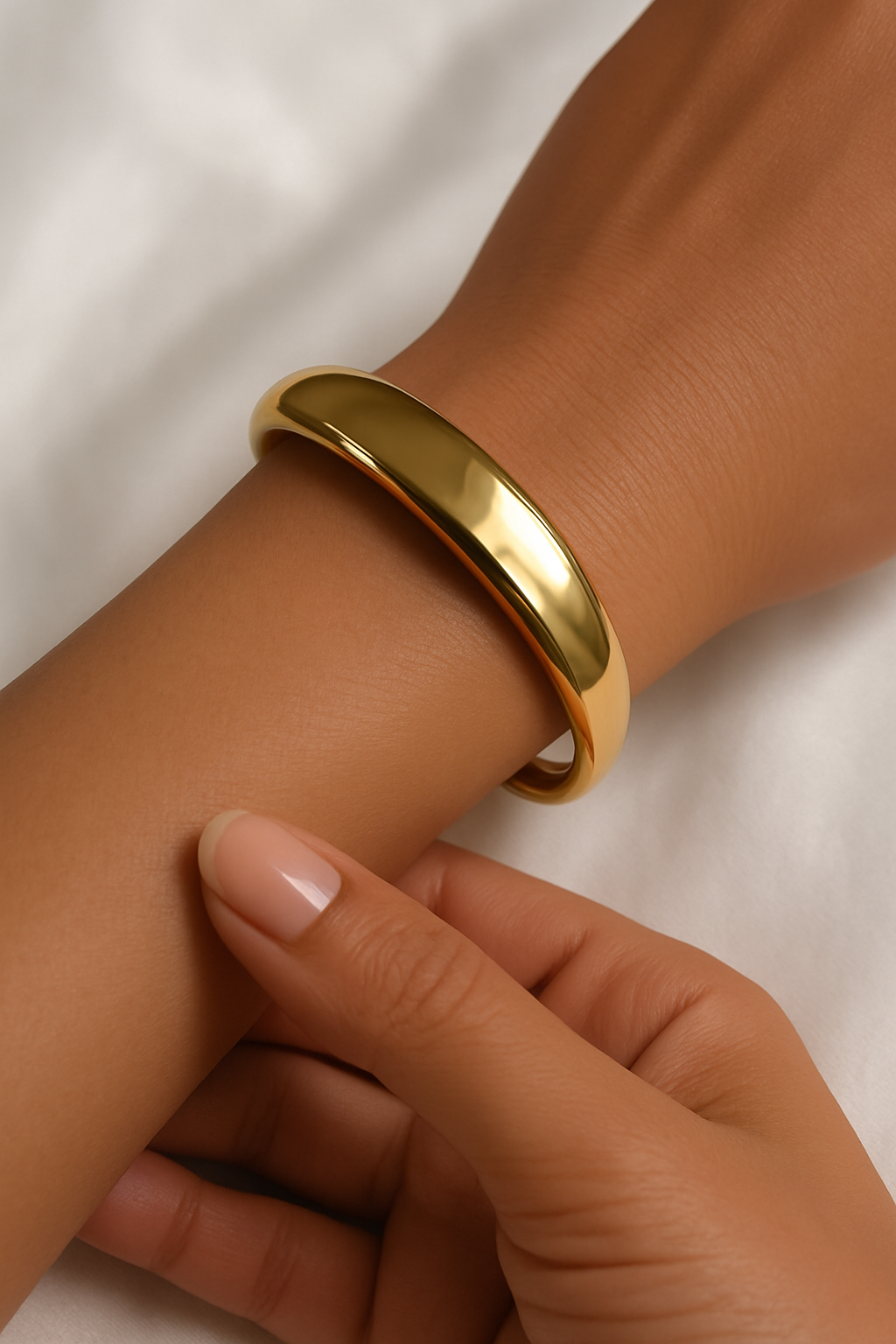 18K Gold-Plated Bold Dome Bangle | Statement Luxe Finish